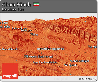 Political Panoramic Map of Cham Pūneh