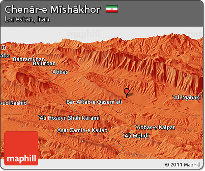 Political Panoramic Map of Chenār-e Mīshākhor