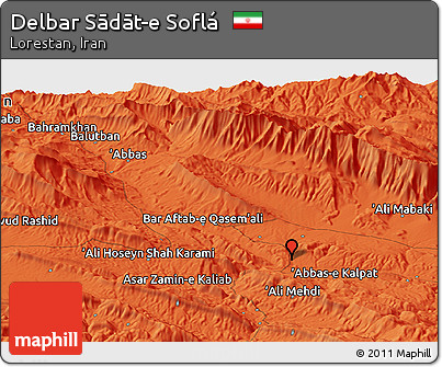 Political Panoramic Map of Delbar Sādāt-e Soflá