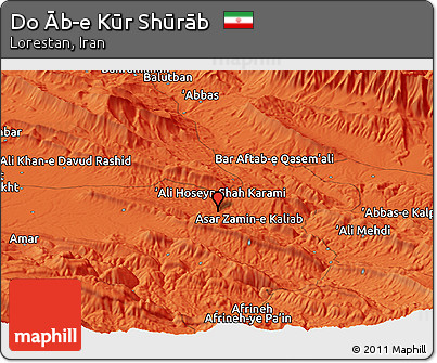 Political Panoramic Map of Do Āb-e Kūr Shūrāb