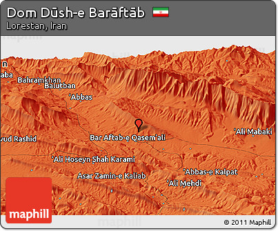 Political Panoramic Map of Dom Dūsh-e Barāftāb