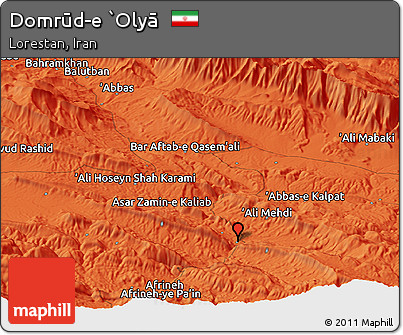 Political Panoramic Map of Domrūd-e `Olyā