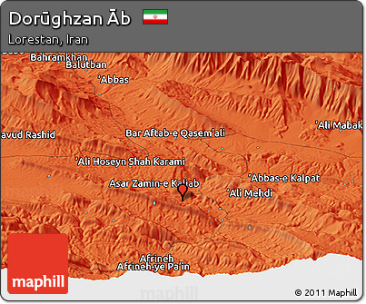 Political Panoramic Map of Dorūghzan Āb