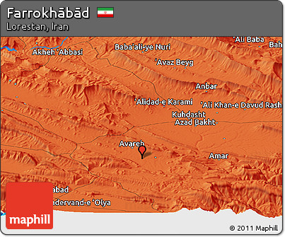 Political Panoramic Map of Farrokhābād