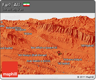Political Panoramic Map of Farẕ `Alī