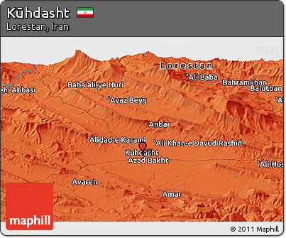 Political Panoramic Map of Kūhdasht