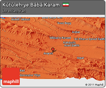 Political Panoramic Map of Kūtūleh-ye Bābā Karam