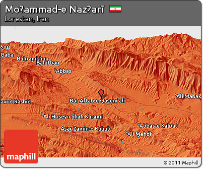Political Panoramic Map of Moḩammad-e Naz̧arī