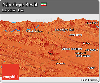 Political Panoramic Map of Nāveh-ye Besāţ
