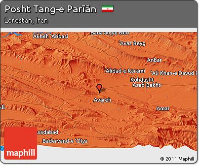 Political Panoramic Map of Posht Tang-e Parīān