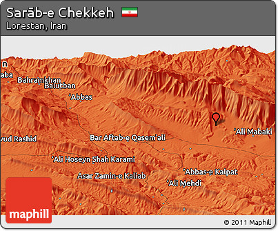 Political Panoramic Map of Sarāb-e Chekkeh
