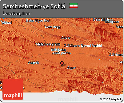 Political Panoramic Map of Sarcheshmeh-ye Soflá