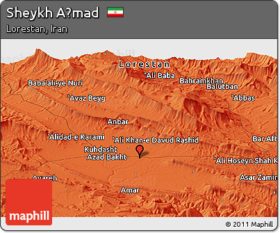 Political Panoramic Map of Sheykh Aḩmad
