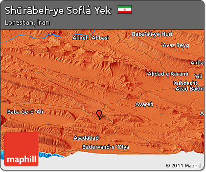 Political Panoramic Map of Shūrābeh-ye Soflá Yek