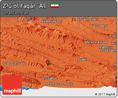 Political Panoramic Map of Z̄ū Ol Faqār `Alī