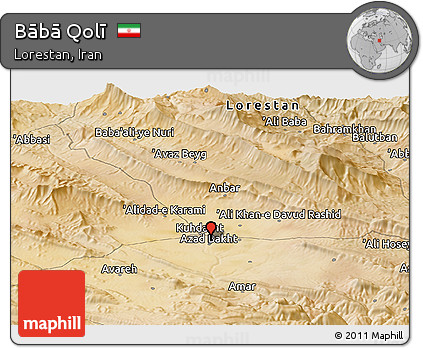 Satellite Panoramic Map of Bābā Qolī
