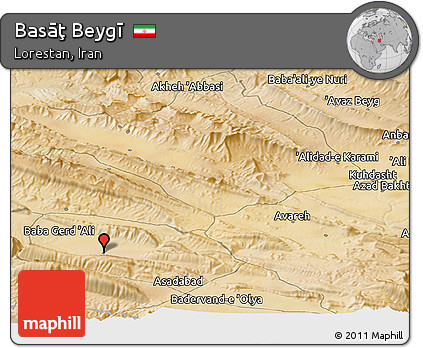 Satellite Panoramic Map of Basāţ Beygī