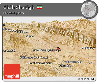 Satellite Panoramic Map of Chāh Cherāgh
