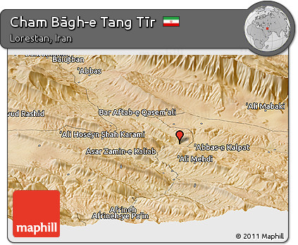 Satellite Panoramic Map of Cham Bāgh-e Tang Tīr