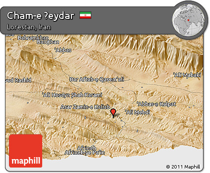 Satellite Panoramic Map of Cham-e Ḩeydar
