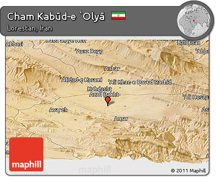 Satellite Panoramic Map of Cham Kabūd-e `Olyā