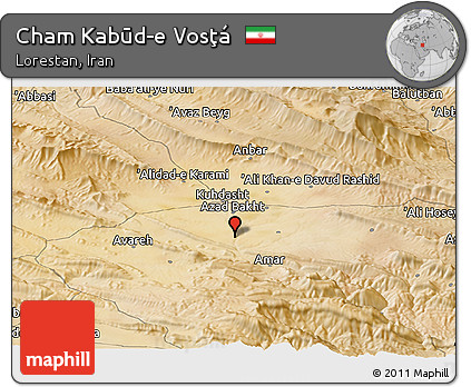 Satellite Panoramic Map of Cham Kabūd-e Vosţá