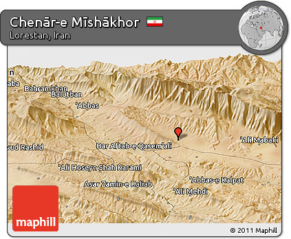Satellite Panoramic Map of Chenār-e Mīshākhor