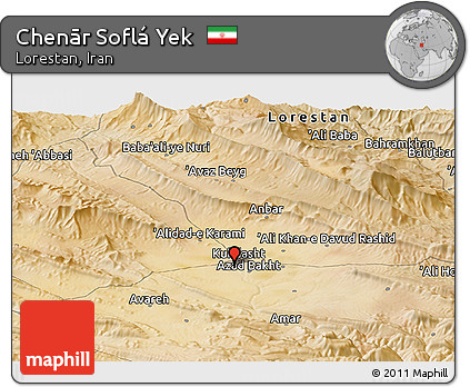 Satellite Panoramic Map of Chenār Soflá Yek