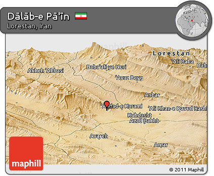 Satellite Panoramic Map of Dālāb-e Pā'īn