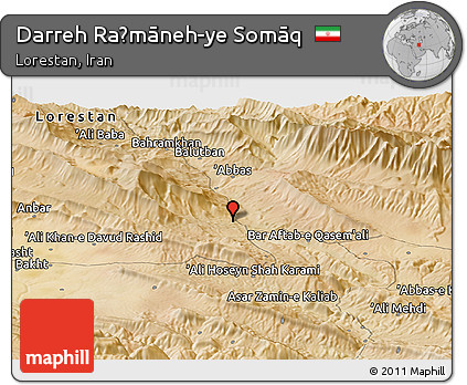 Satellite Panoramic Map of Darreh Raḩmāneh-ye Somāq