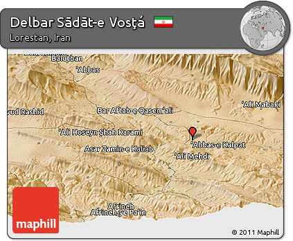Satellite Panoramic Map of Delbar Sādāt-e Vosţá