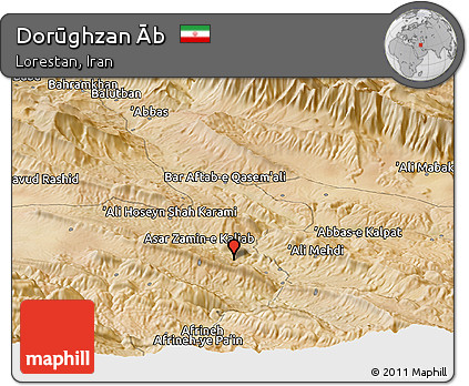 Satellite Panoramic Map of Dorūghzan Āb