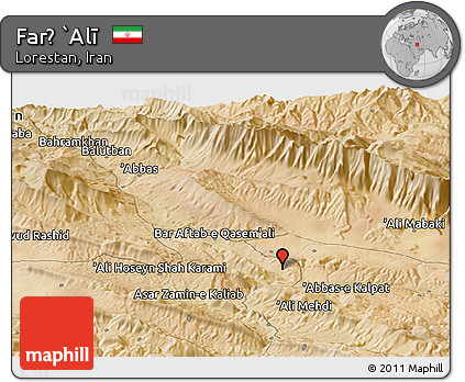 Satellite Panoramic Map of Farẕ `Alī