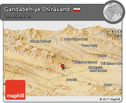 Satellite Panoramic Map of Gandābeh-ye Shīrāvand