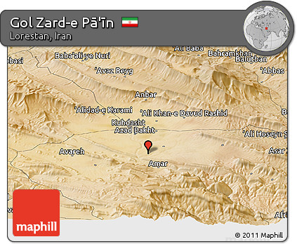 Satellite Panoramic Map of Gol Zard-e Pā'īn