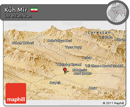 Satellite Panoramic Map of Kūh Mīr