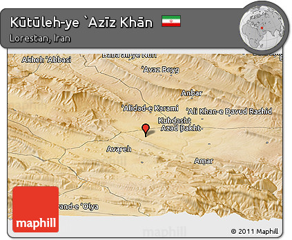 Satellite Panoramic Map of Kūtūleh-ye `Azīz Khān