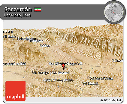 Satellite Panoramic Map of Sarzamān