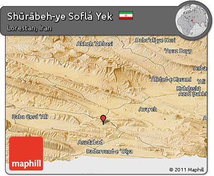 Satellite Panoramic Map of Shūrābeh-ye Soflá Yek