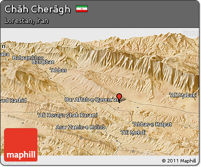 Satellite Panoramic Map of Chāh Cherāgh
