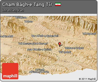 Satellite Panoramic Map of Cham Bāgh-e Tang Tīr