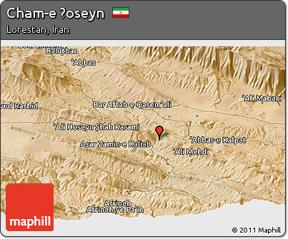 Satellite Panoramic Map of Cham-e Ḩoseyn