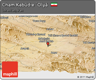 Satellite Panoramic Map of Cham Kabūd-e `Olyā