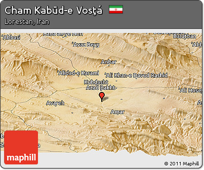 Satellite Panoramic Map of Cham Kabūd-e Vosţá