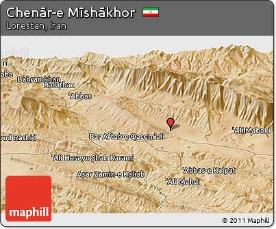 Satellite Panoramic Map of Chenār-e Mīshākhor