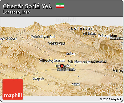 Satellite Panoramic Map of Chenār Soflá Yek