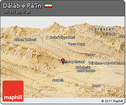 Satellite Panoramic Map of Dālāb-e Pā'īn