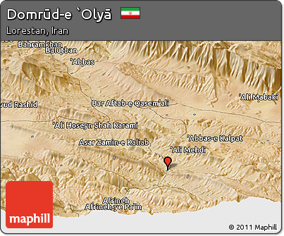 Satellite Panoramic Map of Domrūd-e `Olyā