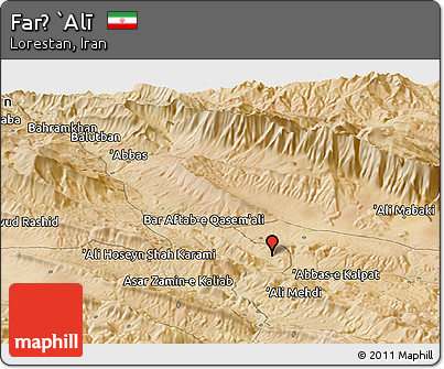 Satellite Panoramic Map of Farẕ `Alī