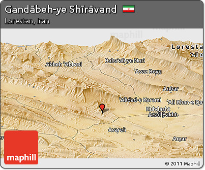 Satellite Panoramic Map of Gandābeh-ye Shīrāvand